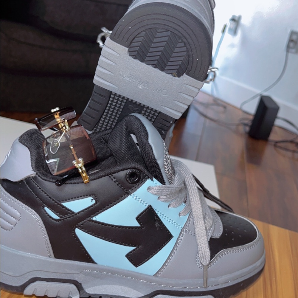 Off-White Out-Off Office Gray & Black & sky blue Sneakers - Picture 9 of 10